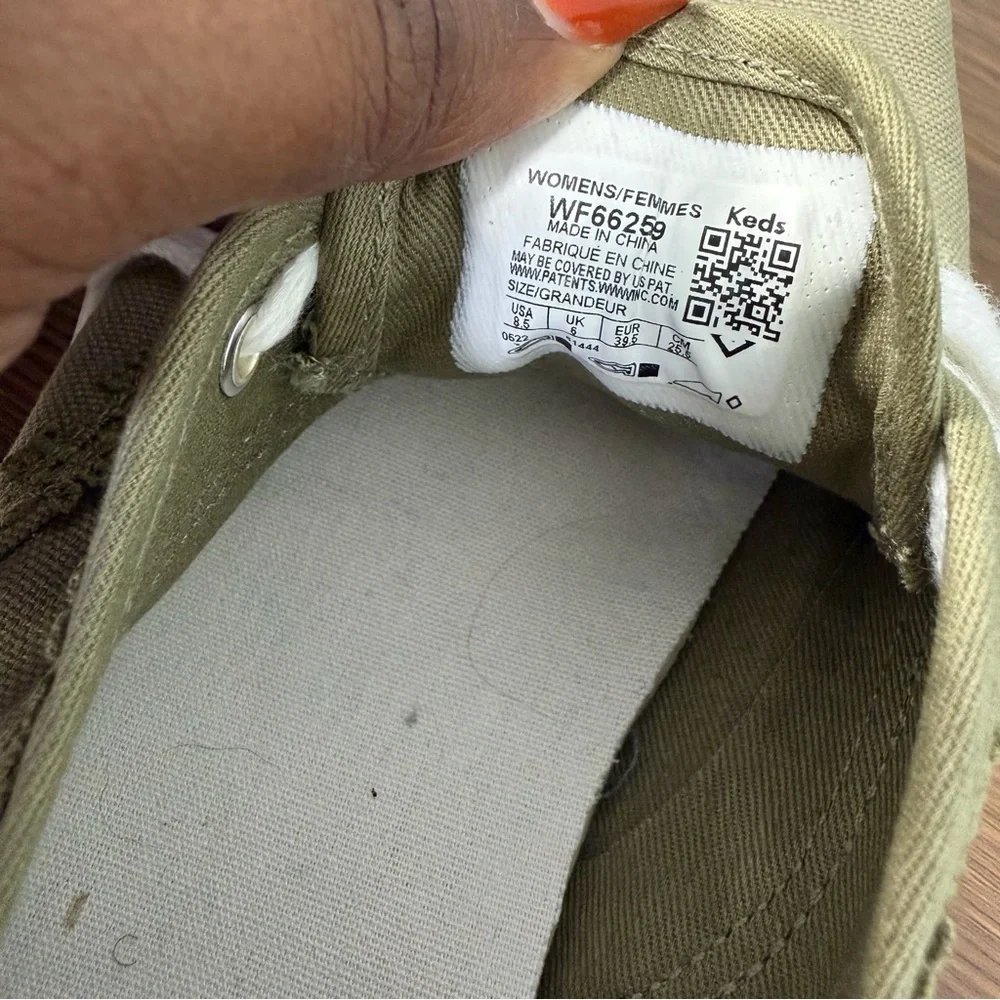 Keds Champion Crochet‎ Olive Green Canvas Sneakers WF66259 Womens 8.5